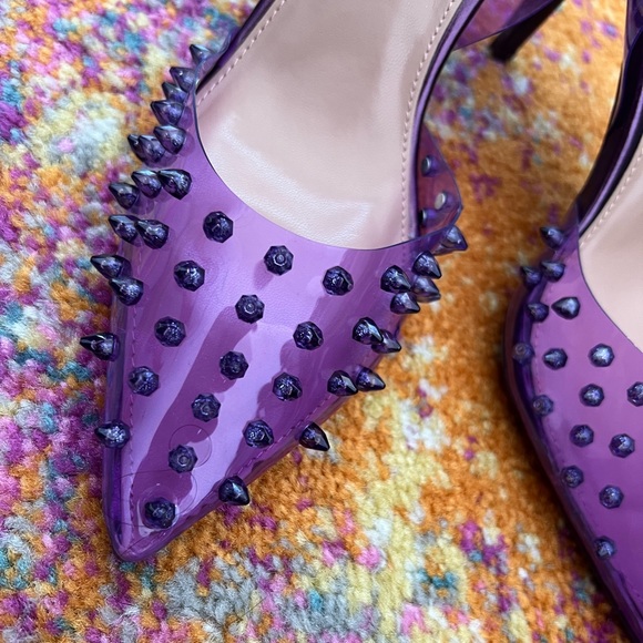 New Carvela Lápiz Clear Studded Sling Pumps - Picture 10 of 15